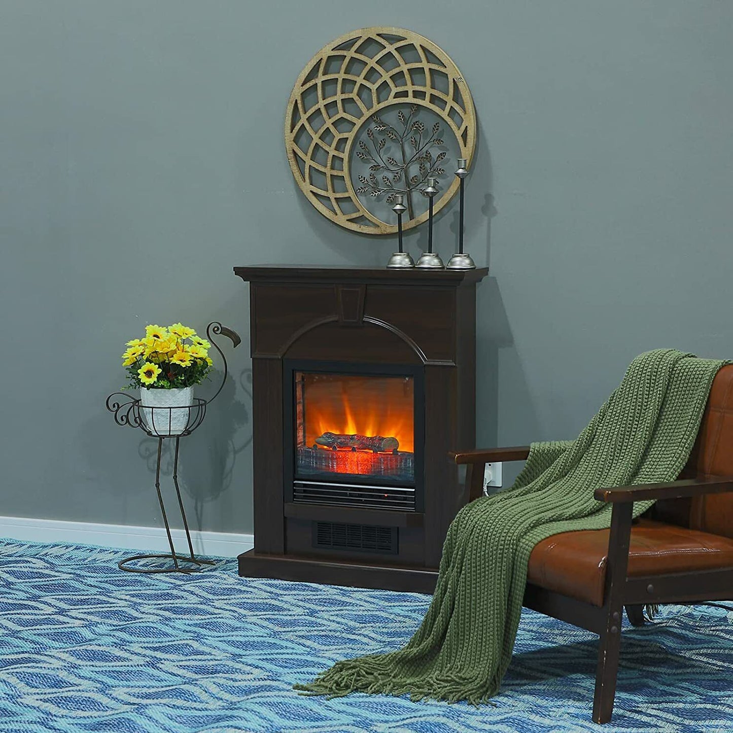 Realistic Electric Faux Fireplace Mantel 28