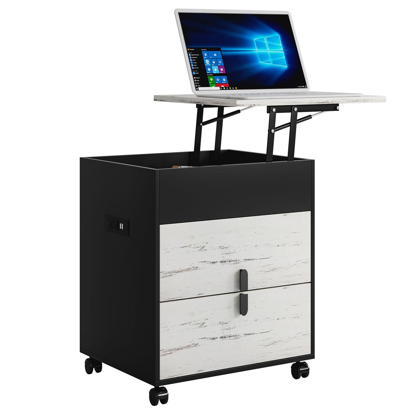 Stylish Wooden Desk Side Table with Swivel Top