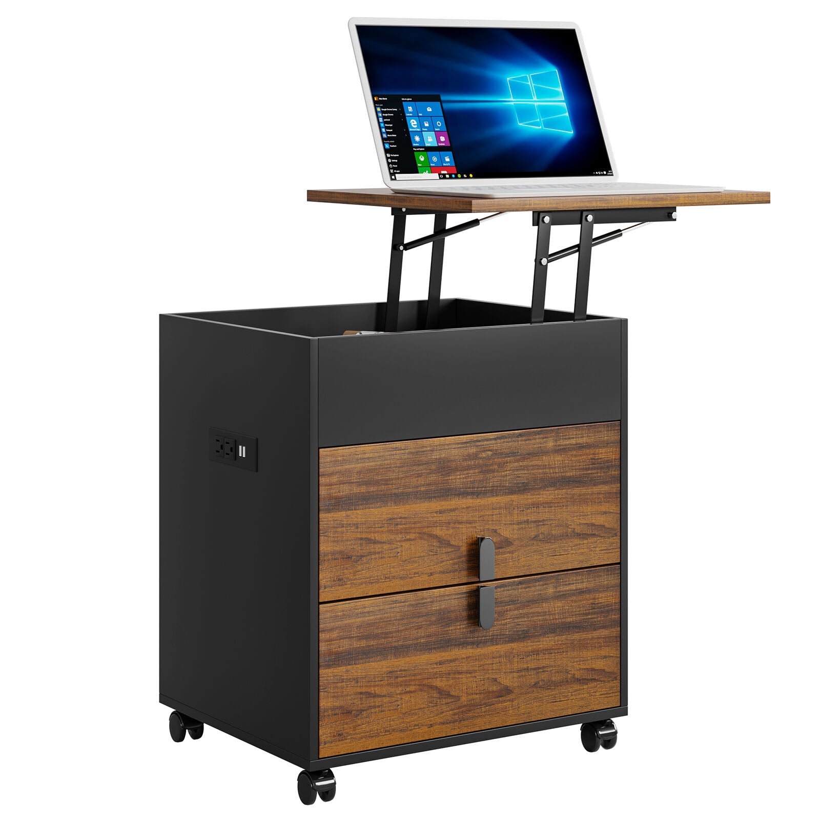 Stylish Wooden Desk Side Table with Swivel Top - Halri