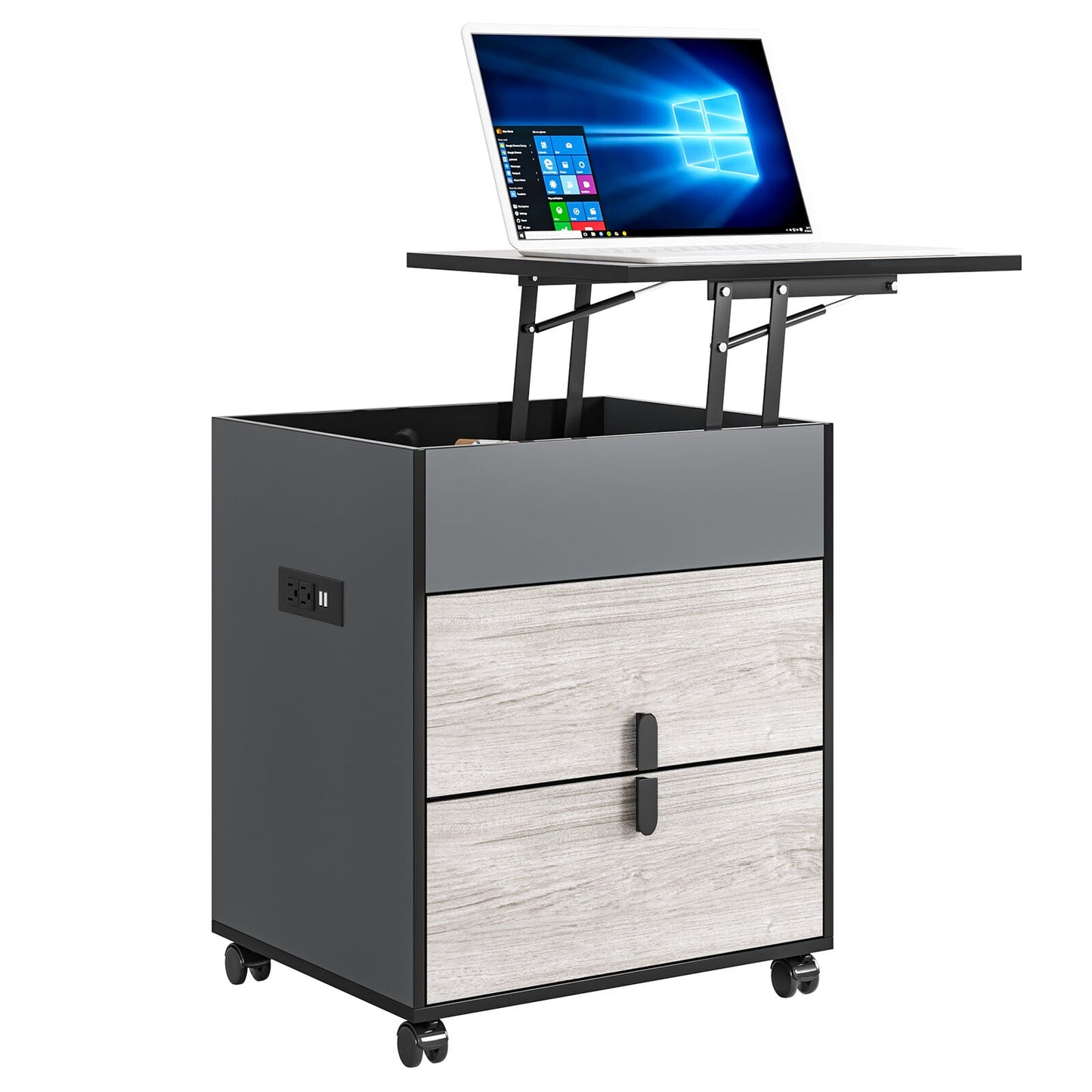 Stylish Wooden Desk Side Table with Swivel Top