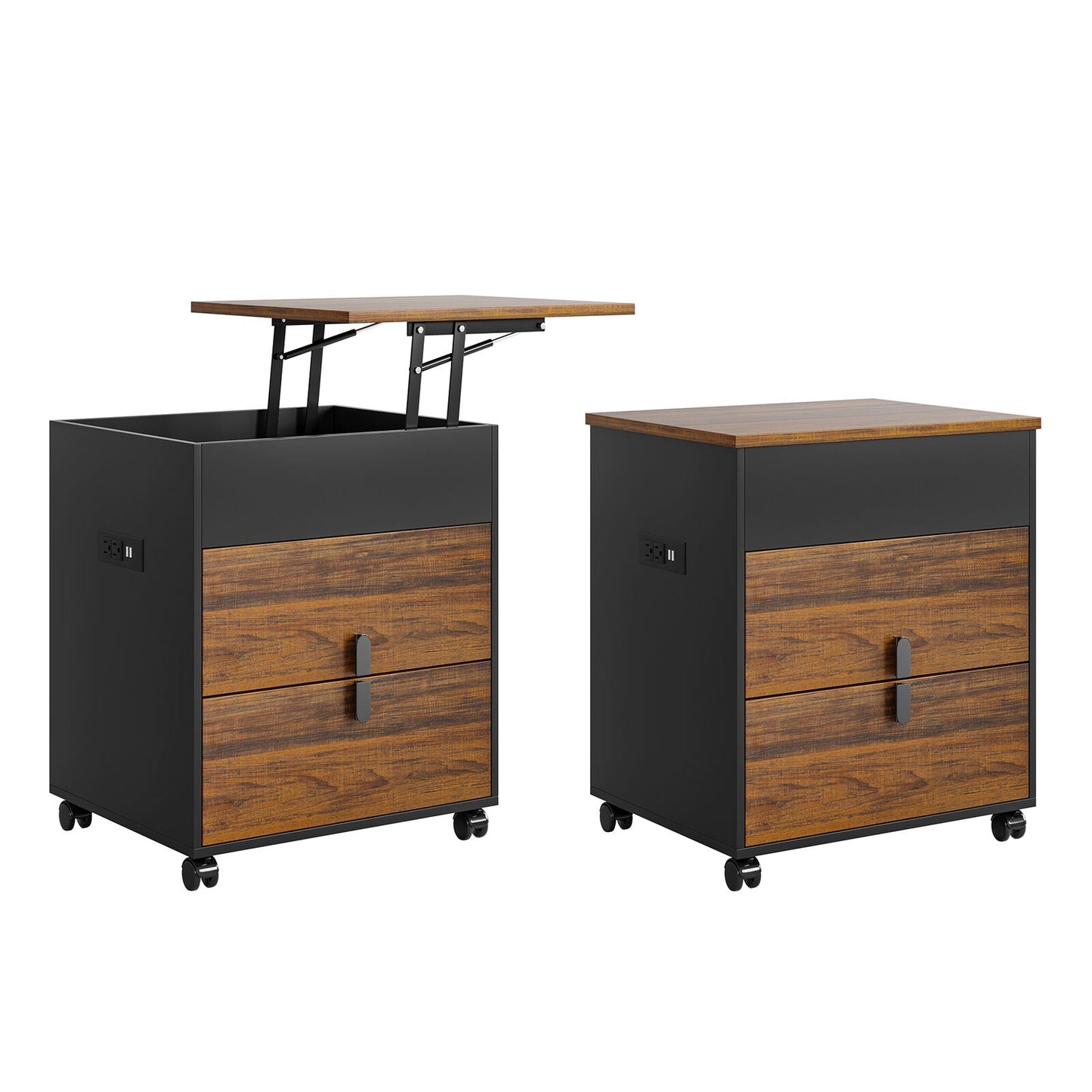 Stylish Wooden Desk Side Table with Swivel Top