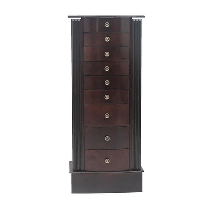 Tall Wooden Mirror Jewelry Storage Cabinet Organizer