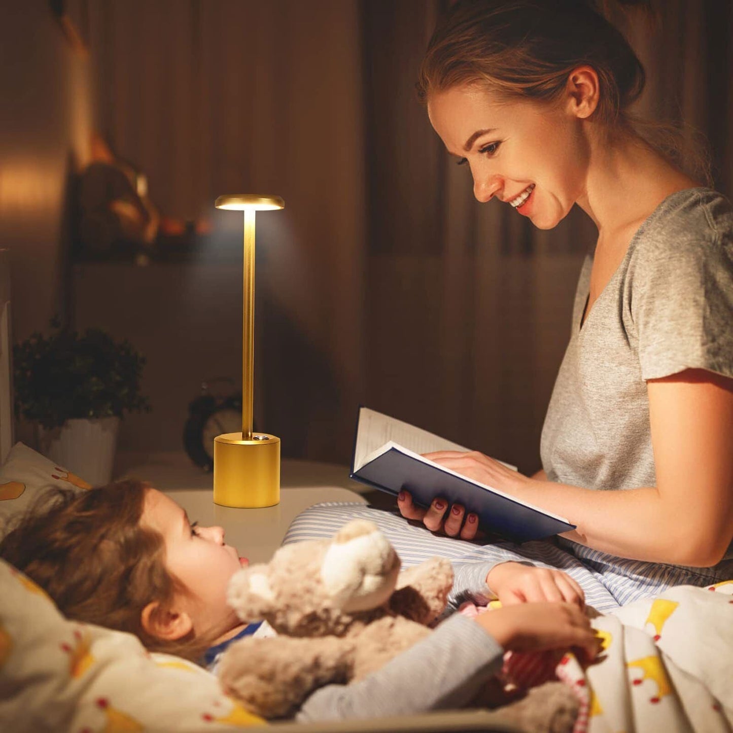 Contemporary Portable Battery LED Side Table Lamp