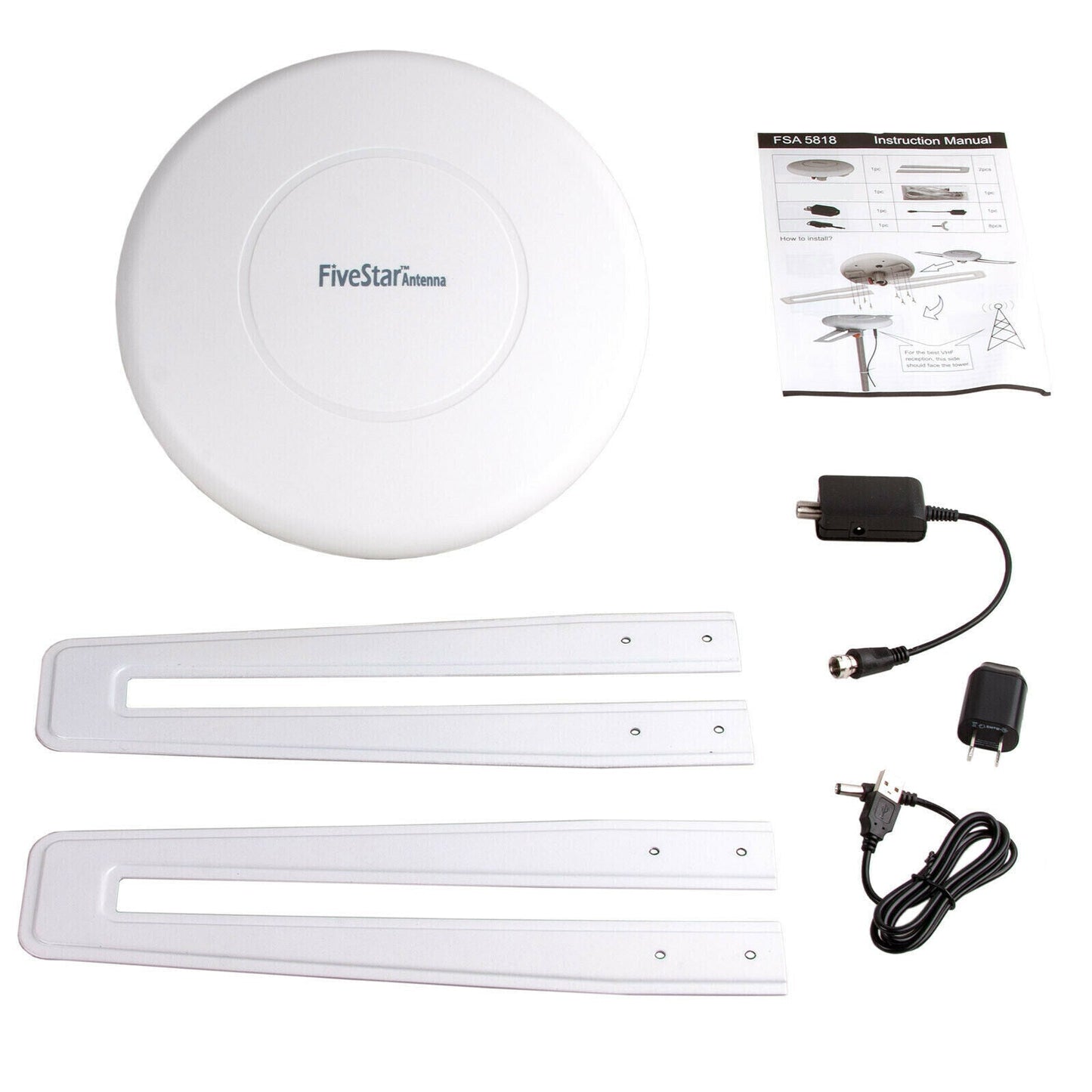 HD TV Antenna with Amplifier – Outdoor Indoor 360 Degree Signal Booster