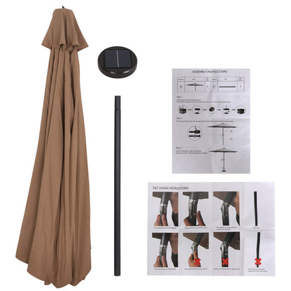 Premium Garden Offset Umbrella With LED String Lights