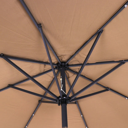 Premium Garden Offset Umbrella With LED String Lights
