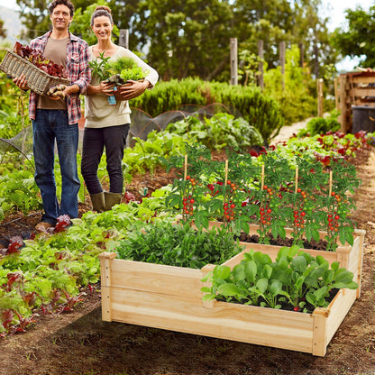 Elevated Cedar Garden Planter Box for Herbs and Flowers