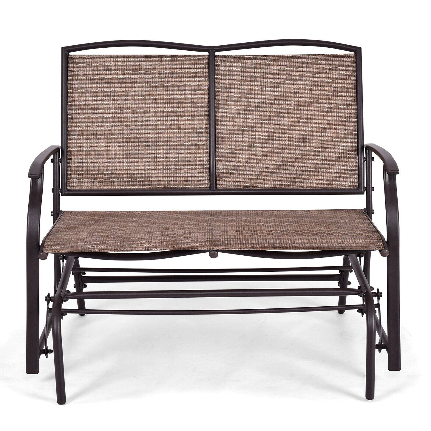 Rustic Metal Patio Loveseat Glider Bench Seat