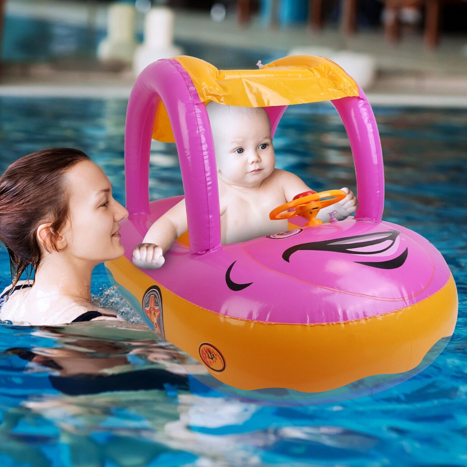 Portable Infant Pool Float With Sun Shade - Halri
