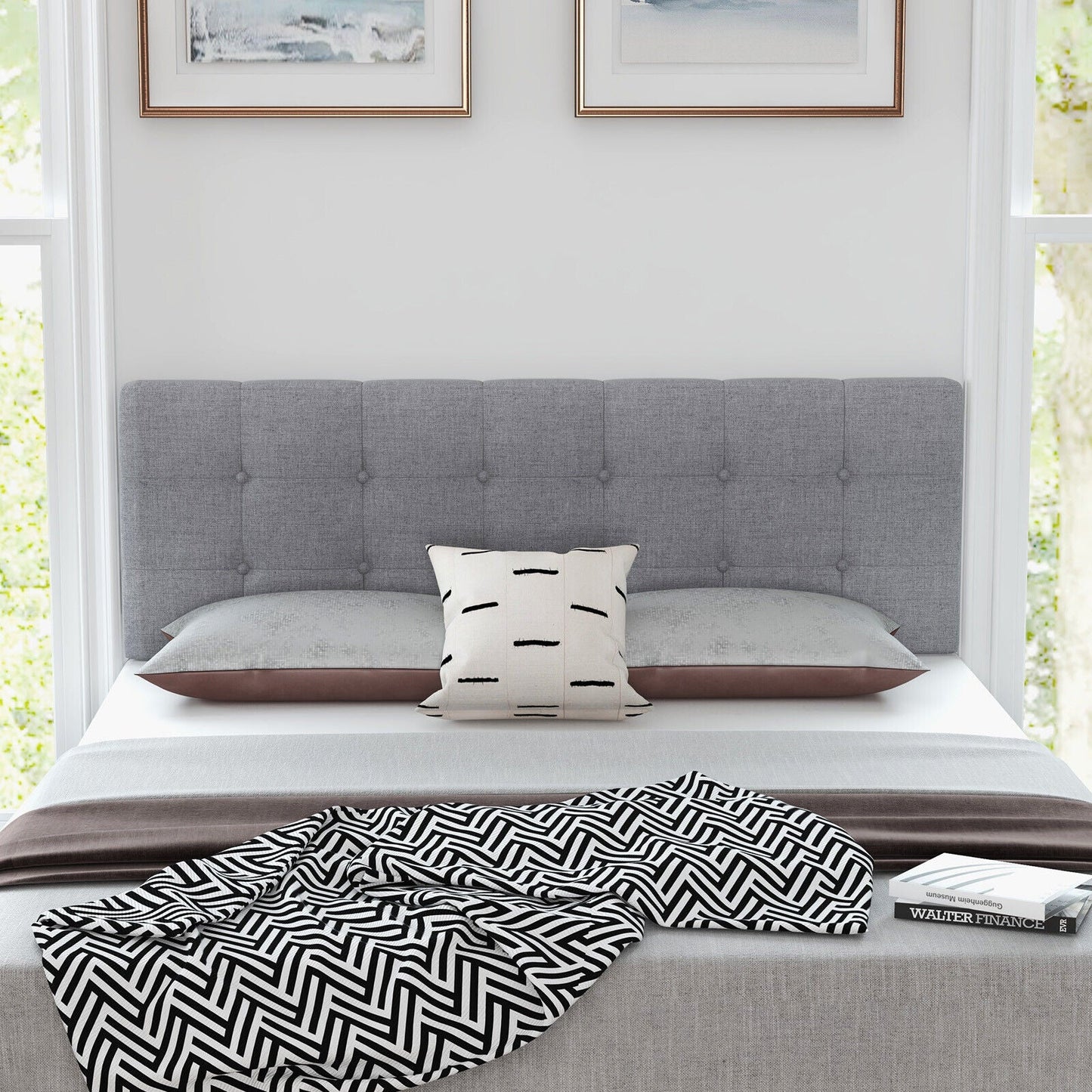 Luxury Queen Size Upholstered Fabric Headboard