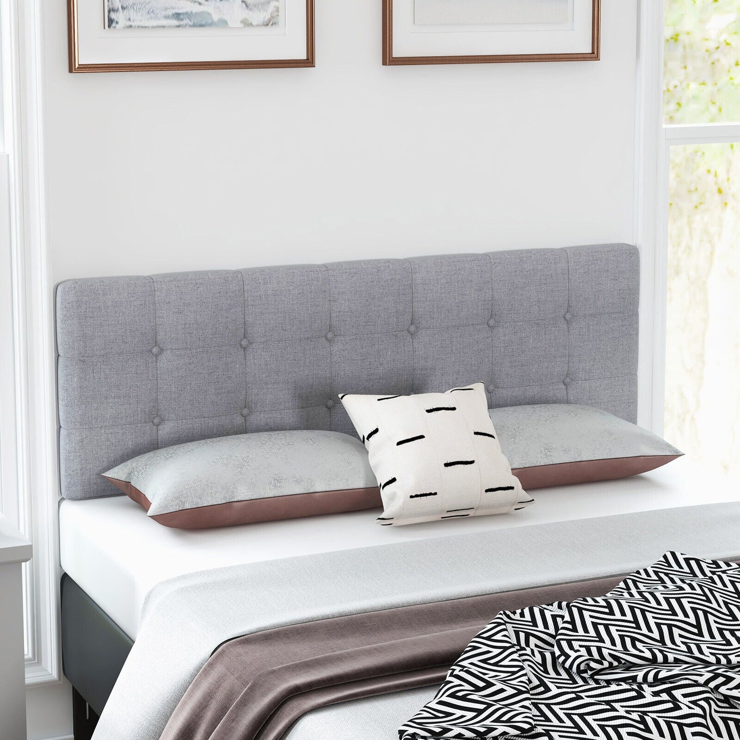 Luxury Queen Size Upholstered Fabric Headboard