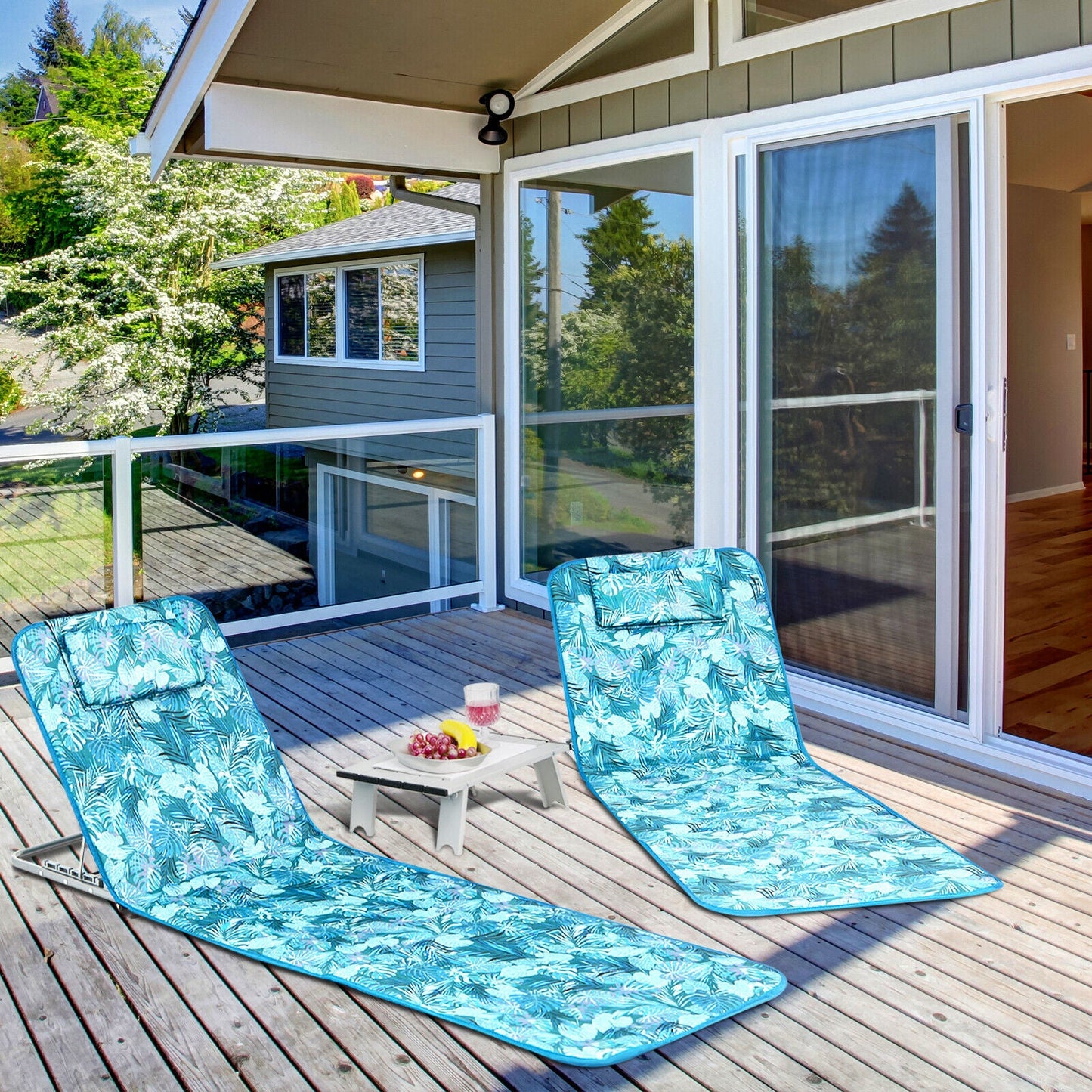 Compact Lightweight Folding Beach Lounge Chair Set