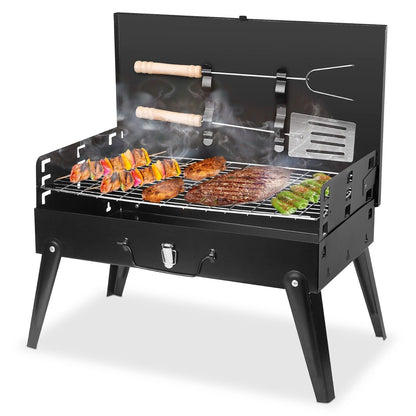 Compact Portable Charcoal BBQ Grill for Outdoor Camping