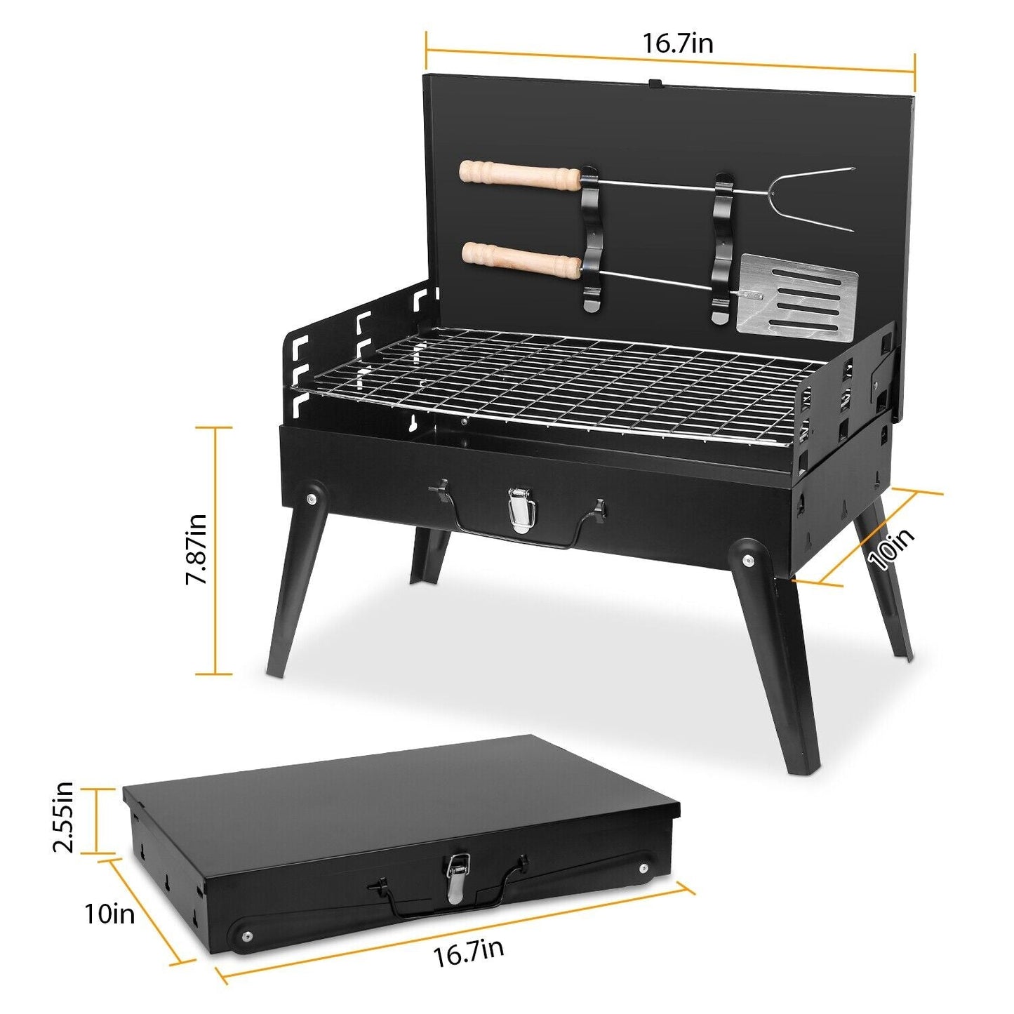 Compact Portable Charcoal BBQ Grill for Outdoor Camping