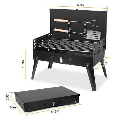 Compact Portable Charcoal BBQ Grill for Outdoor Camping