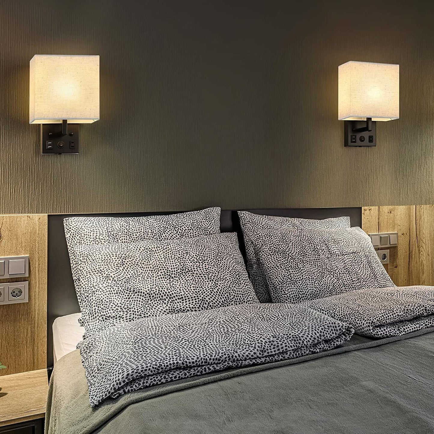 Elegant Bedroom Wall Light Sconce With 2 Free Shades