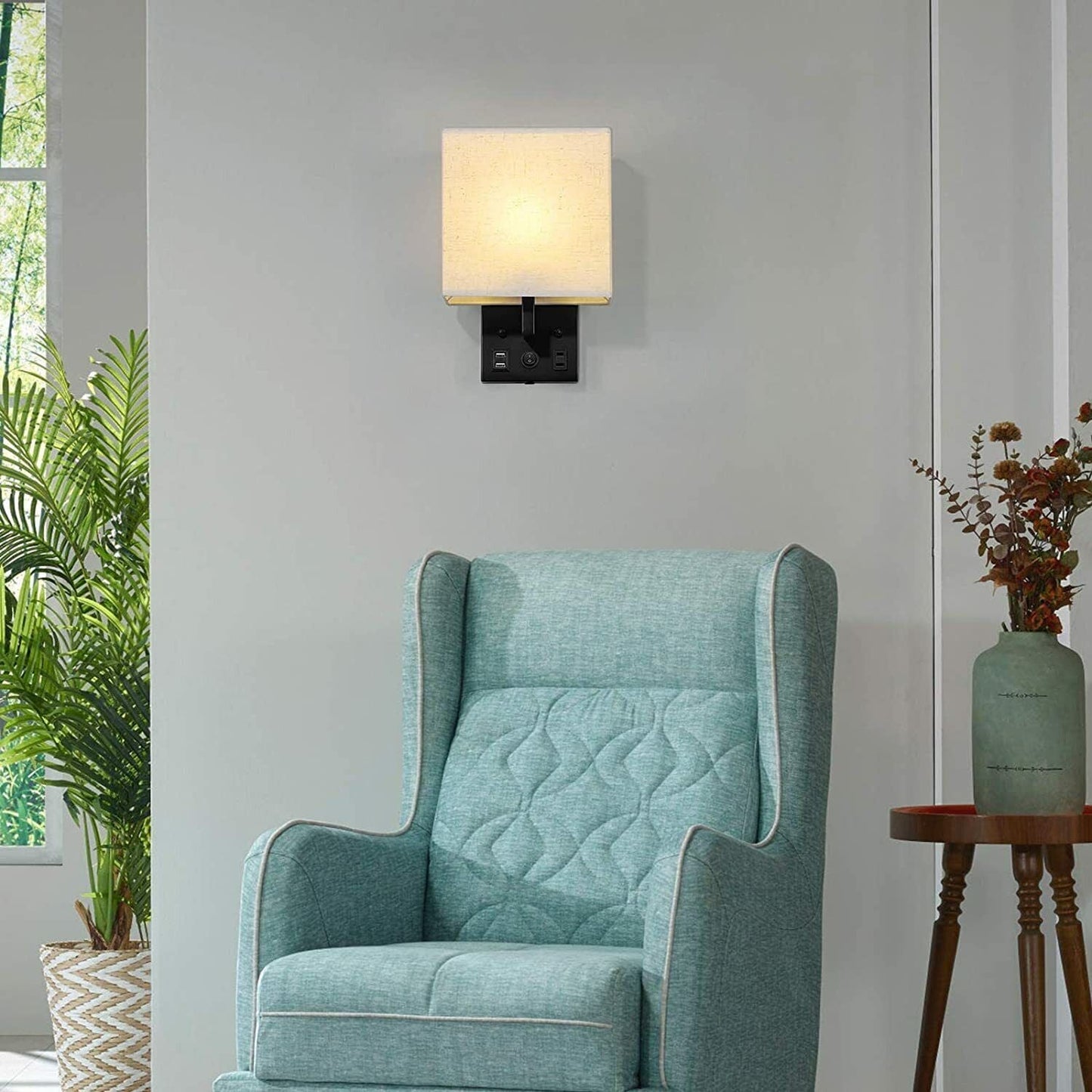 Elegant Bedroom Wall Light Sconce With 2 Free Shades