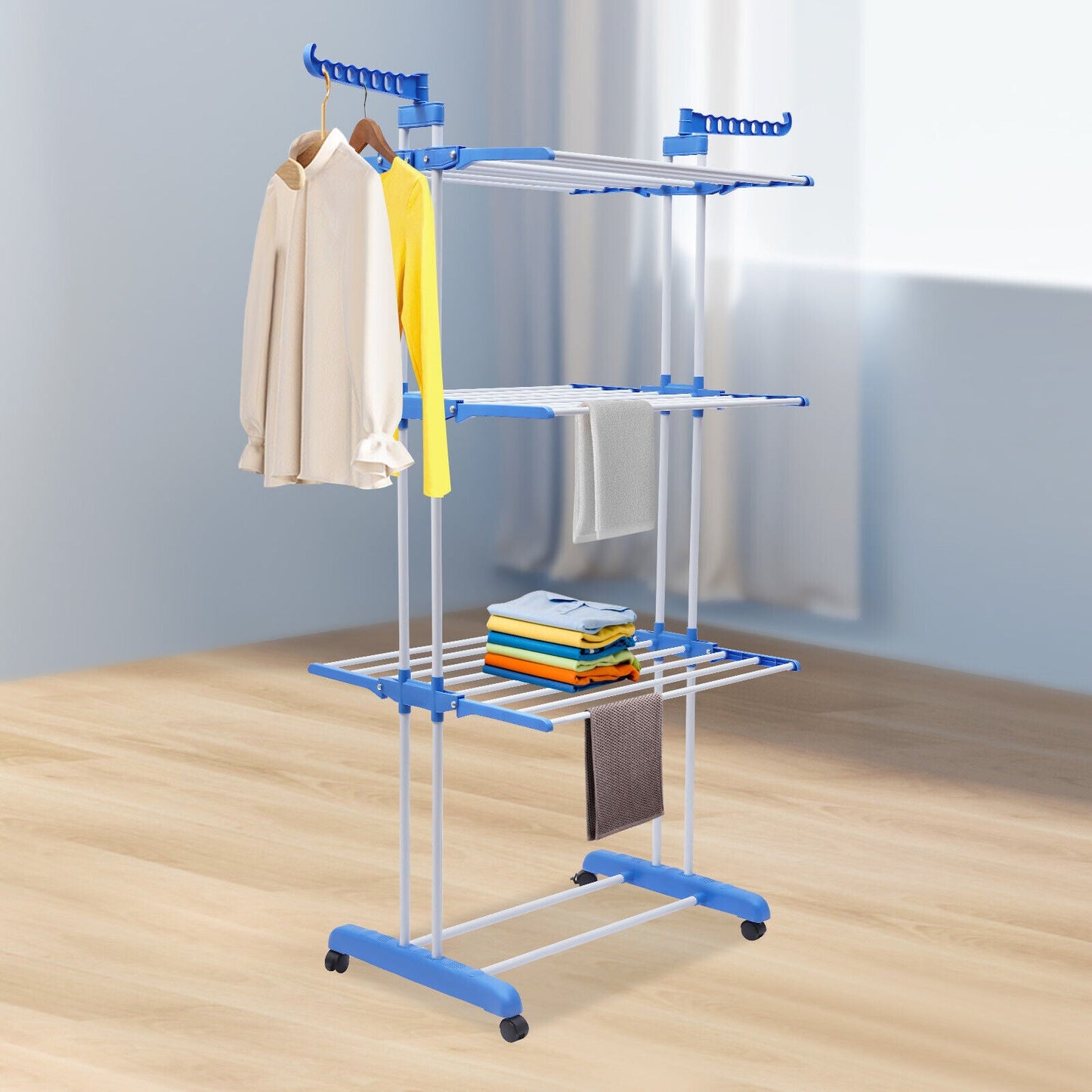 Compact Portable Steel Folding Clothes Drying Rack