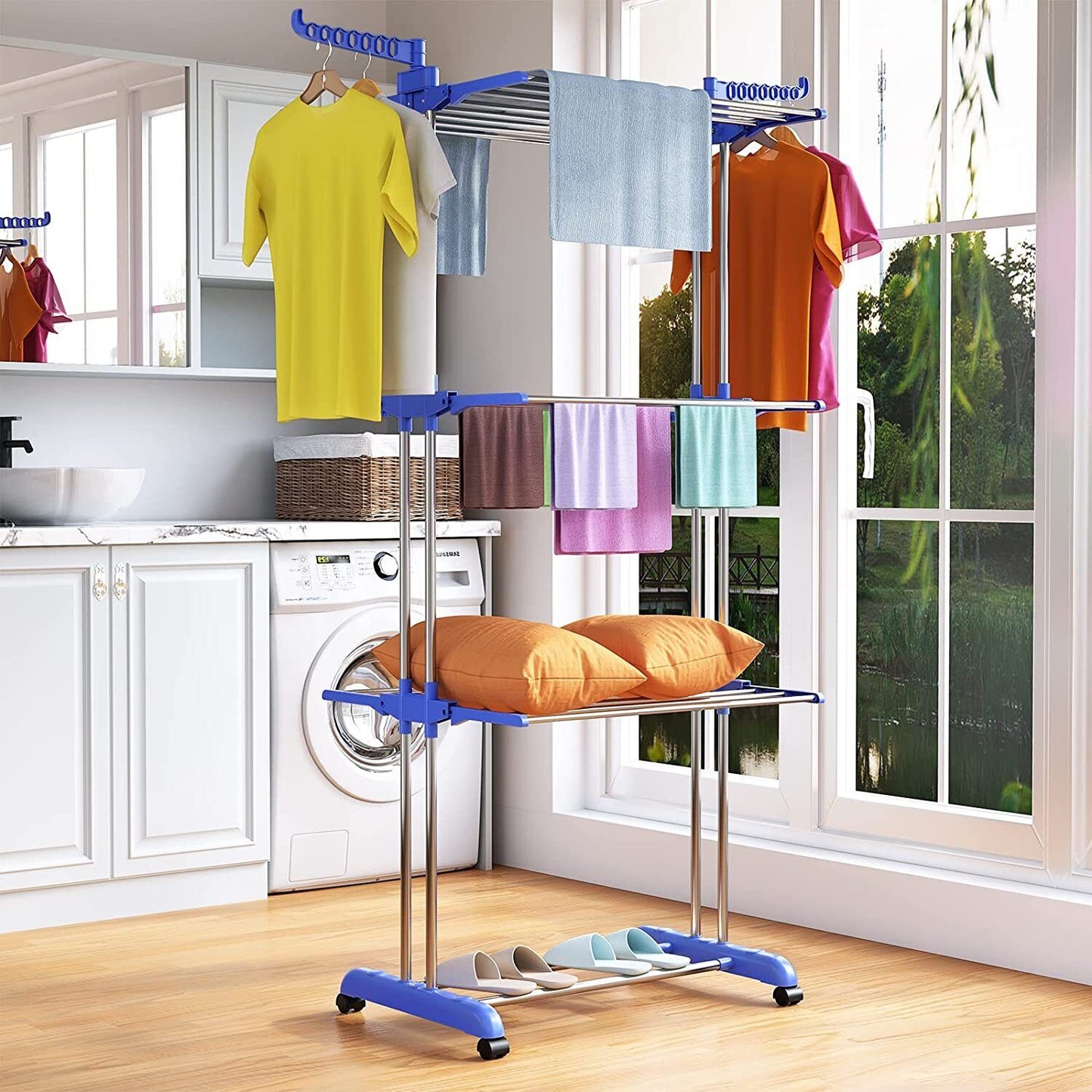 Compact Portable Steel Folding Clothes Drying Rack - Halri