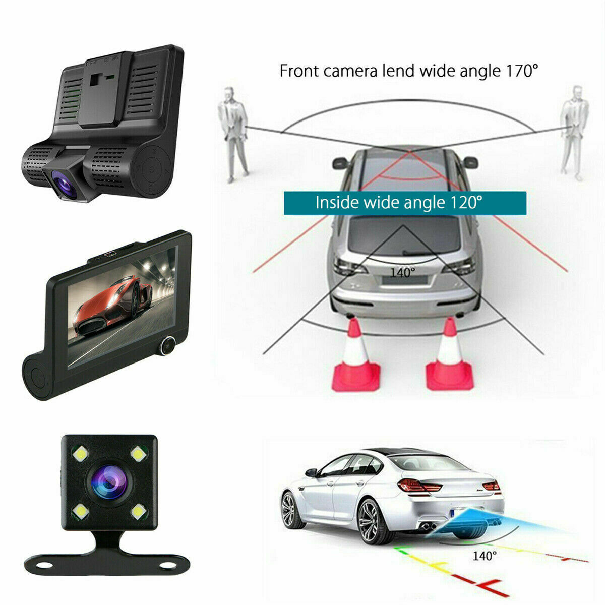 Full HD Dual Lens Car Dash Cam Recorder with G Sensor