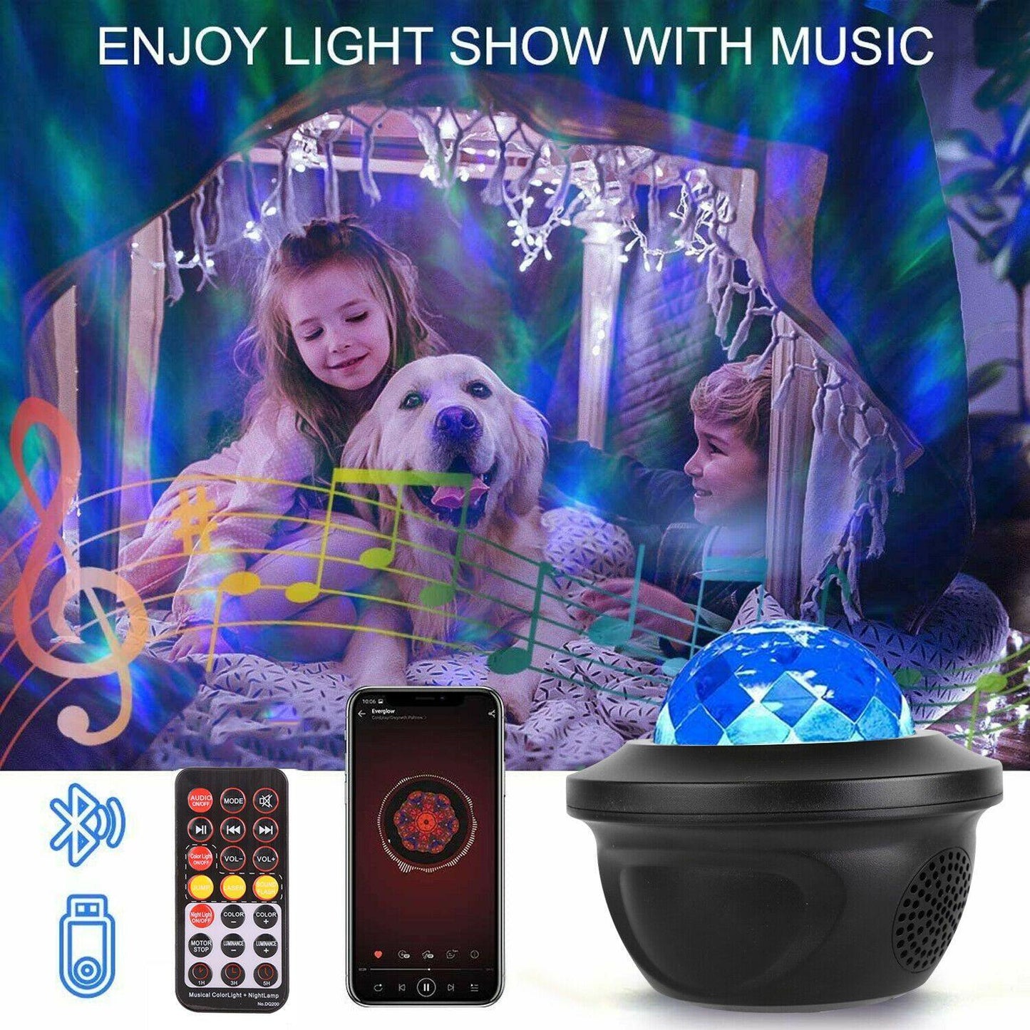 LED Starry Night Sky Galaxy Projector Light 3D Ocean Star Lamp Party Decor Lamp - Until Times Up