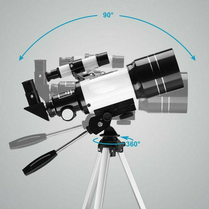 Professional Astronomical 150x Magnification Refracting Telescope 300/70mm With Tripod Phone Adapter - Until Times Up