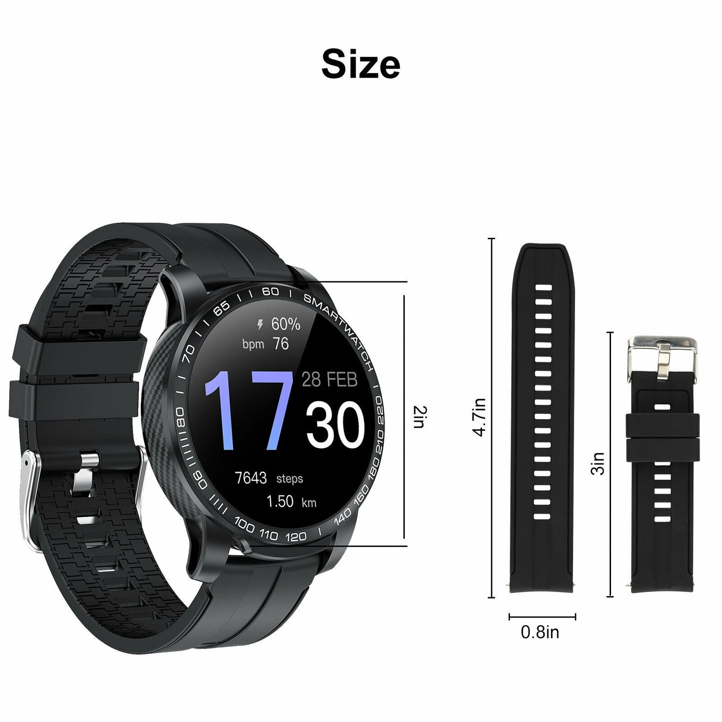 Water Resistant Fitness Tracker Watch with Heart Rate Monitor