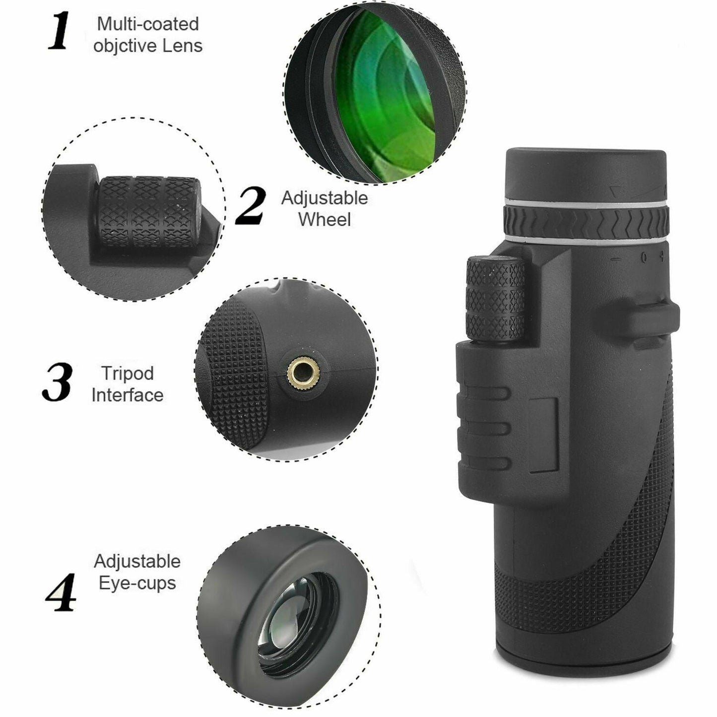 Compact High Power Monocular Scope 16X52