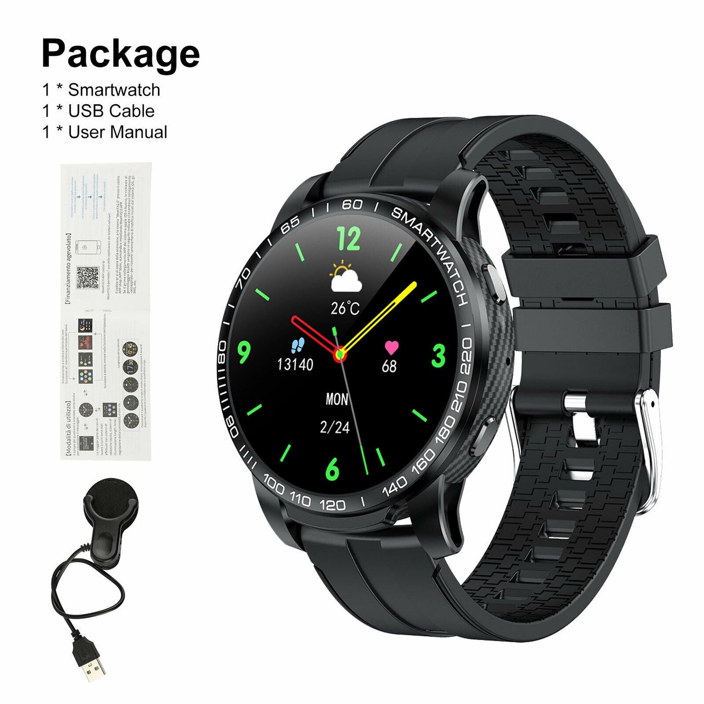 Water Resistant Fitness Tracker Watch with Heart Rate Monitor