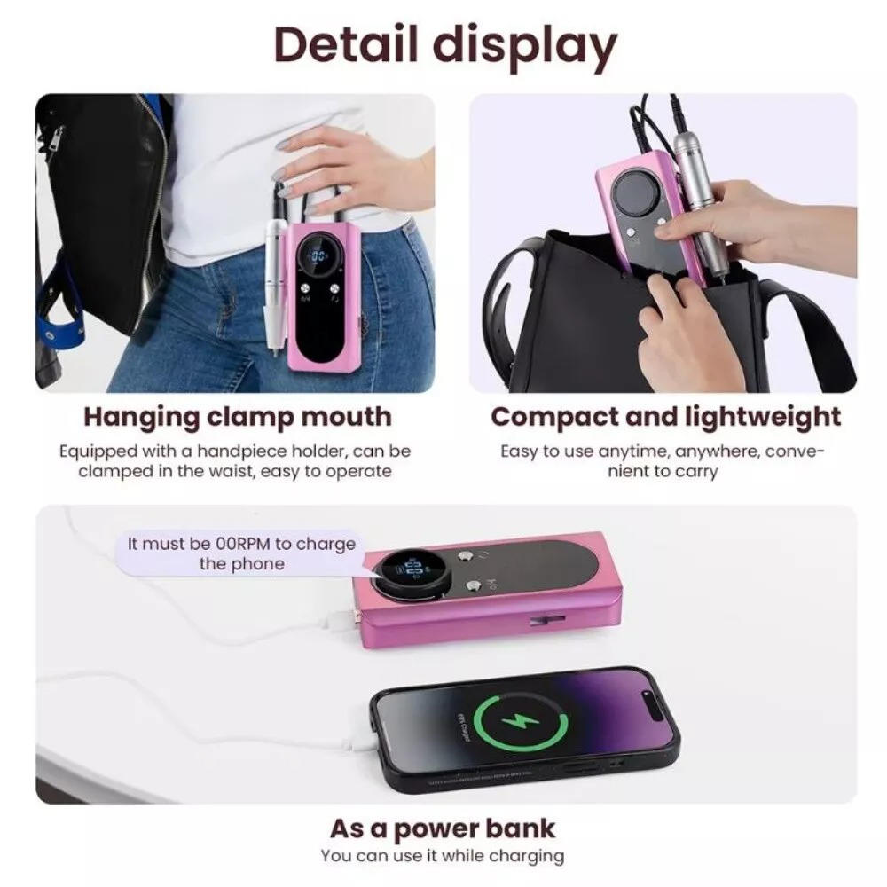 Compact Rechargeable Nail Drill Kit