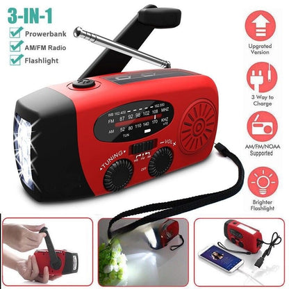 Compact Solar Powered Radio with Flashlight & Charger