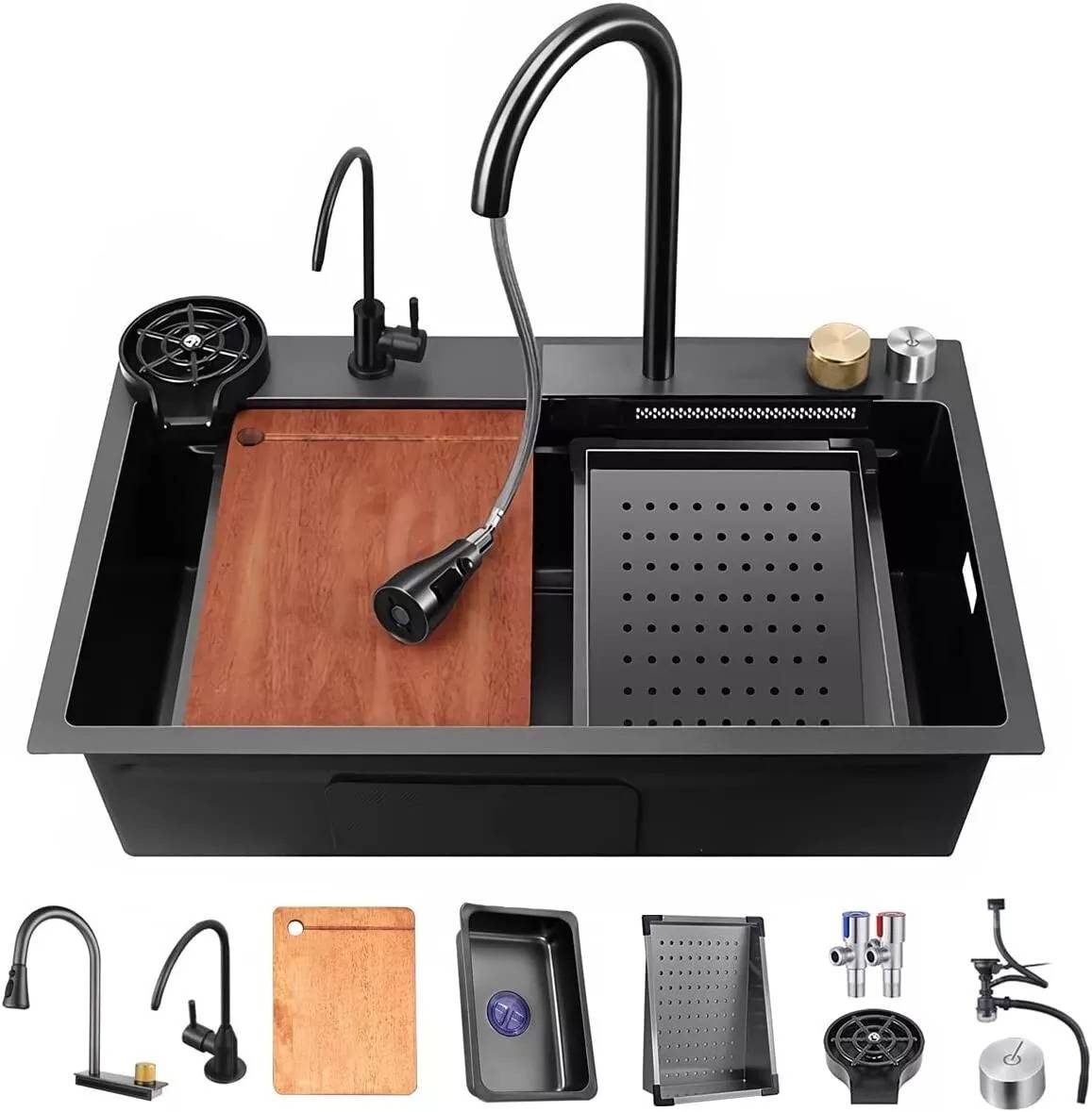 Modern Black Stainless Steel Kitchen Faucet with Pulldown - Halri