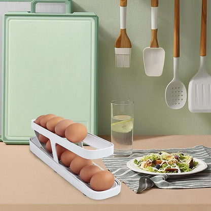 Double Layer Fridge Storage Egg Tray Organizer Rack