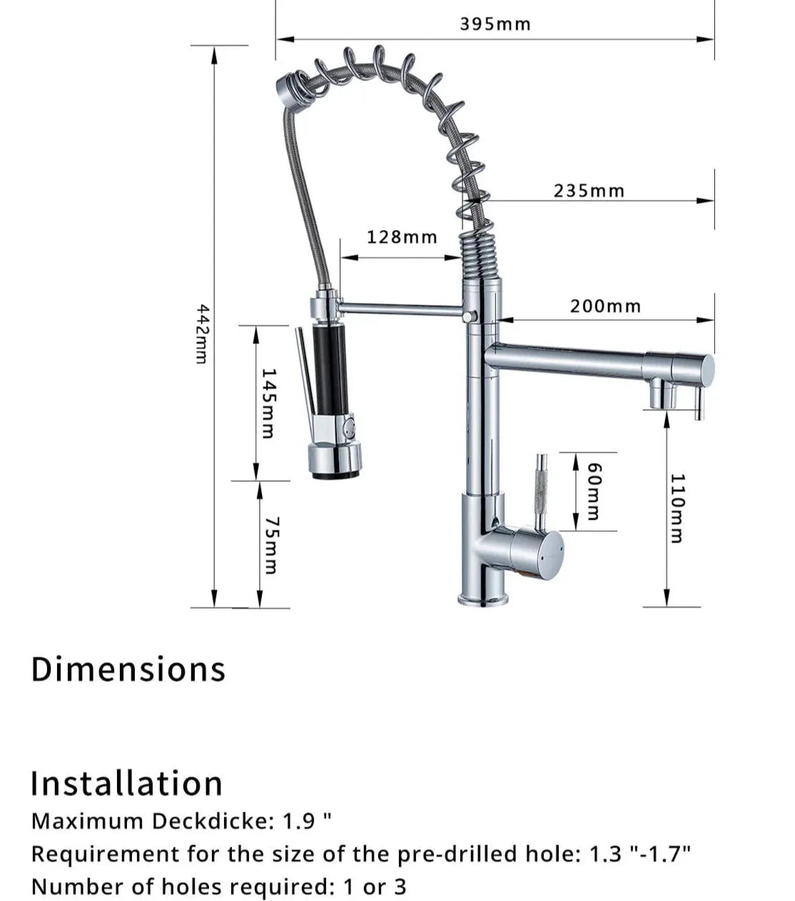 Stainless Steel One Handle Kitchen Faucet With Sprayer