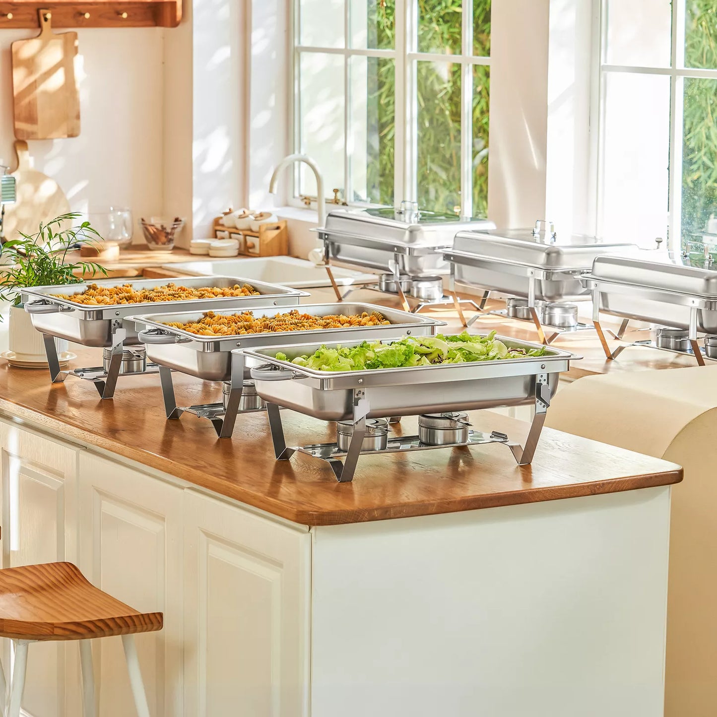 Large 6 Piece Chafing Dish Set
