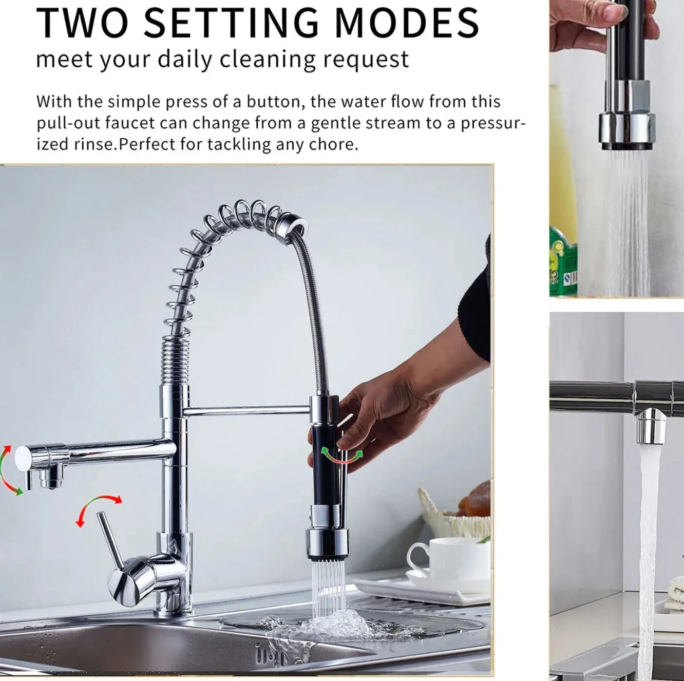 Stainless Steel One Handle Kitchen Faucet With Sprayer