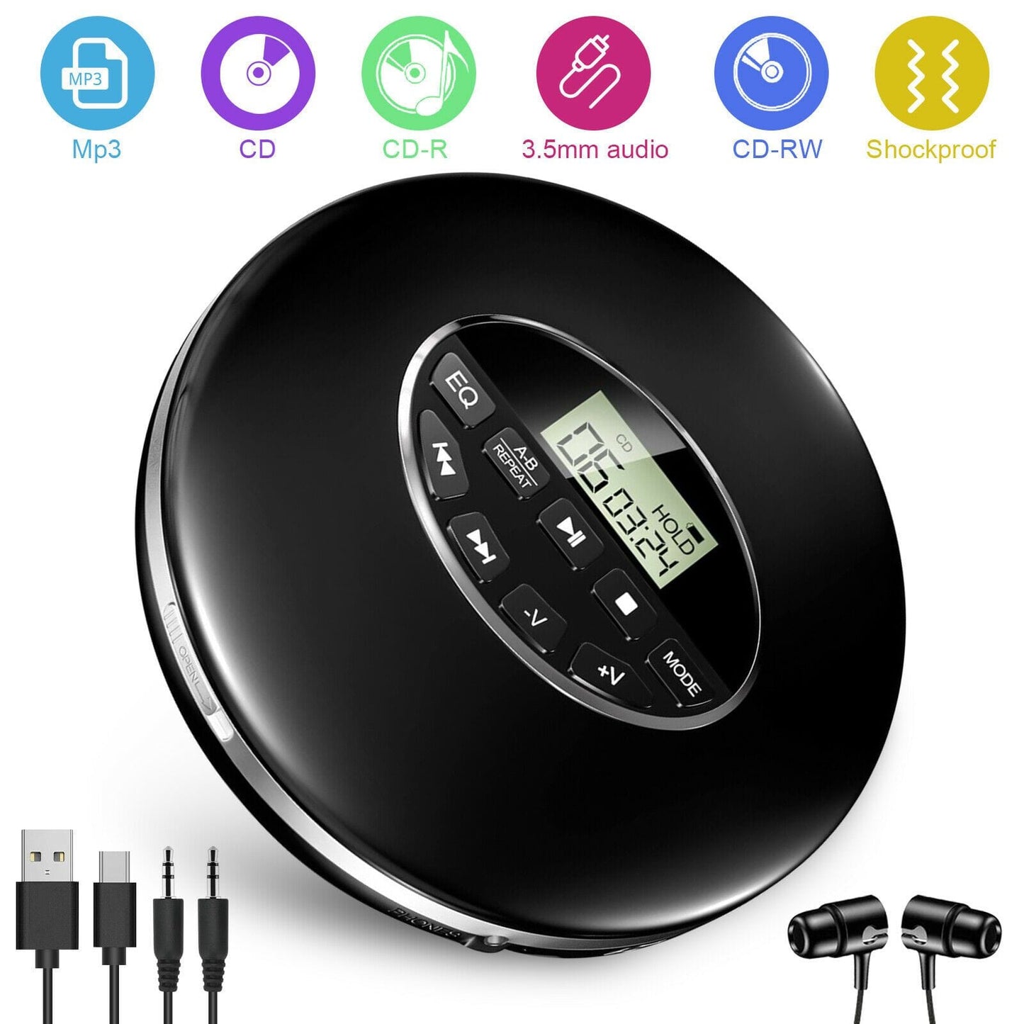 Compact Personal CD Music Player For Travel