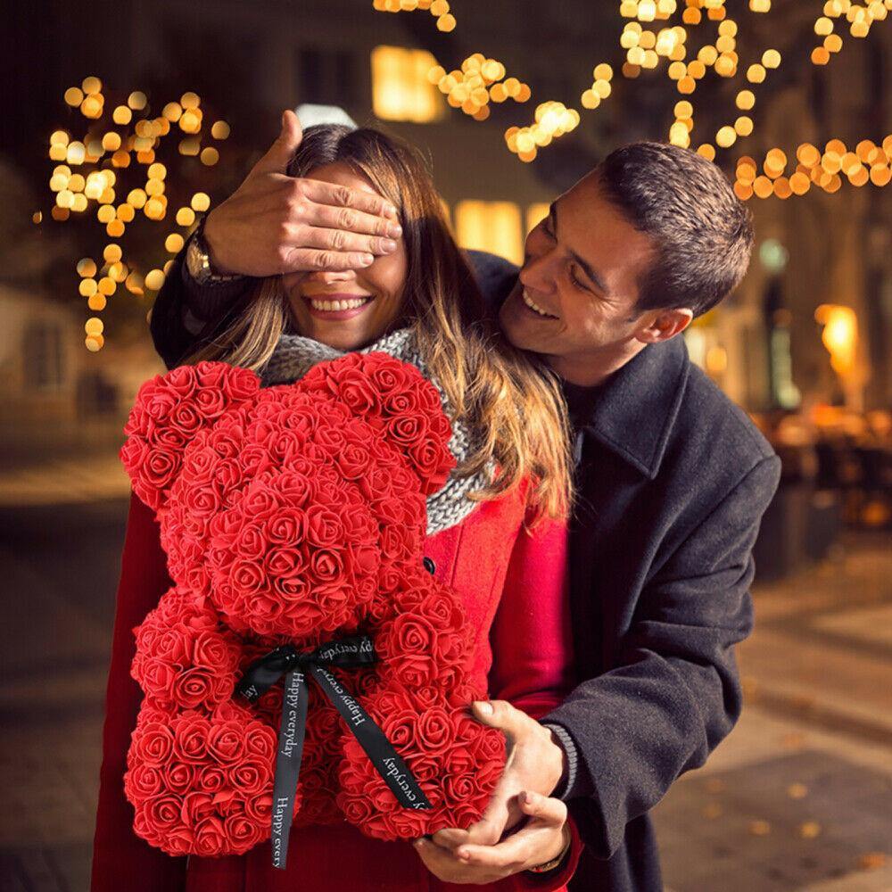 Romantic Rose Teddy Bear | 9" Luxurious Red Bear - Until Times Up