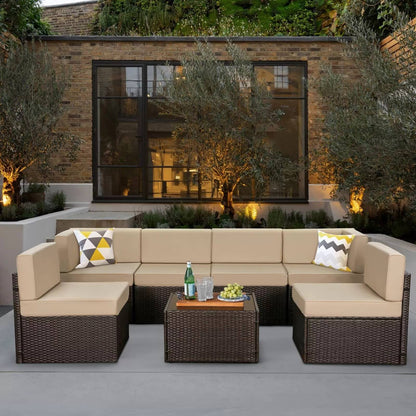 Garden Wicker Patio Set 7 PCS - Halri