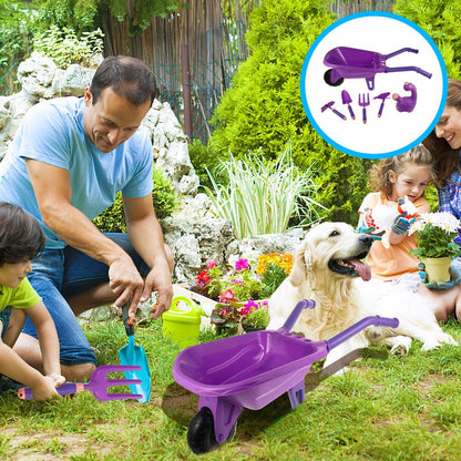Kids Garden Tool Kit with Wheelbarrow and Watering Can - Halri