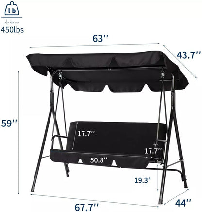 Outdoor 3 Person Porch Swing Canopy