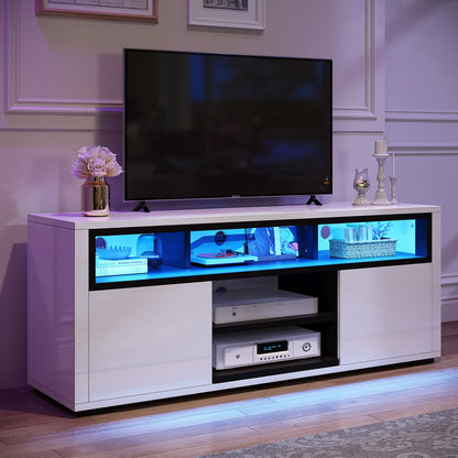 Sleek Glossy LED TV Media Console Stand
