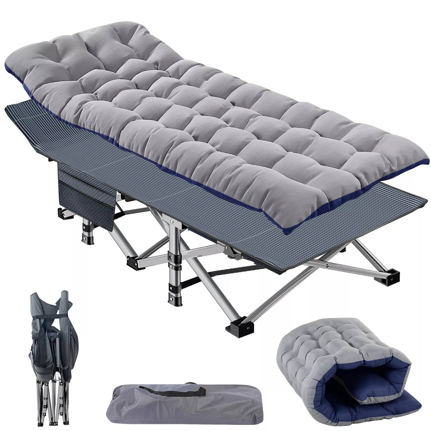 Portable Collapsible Camp Bed with Soft Mattress