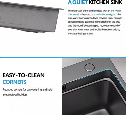 Modern Black Stainless Steel Kitchen Faucet with Pulldown