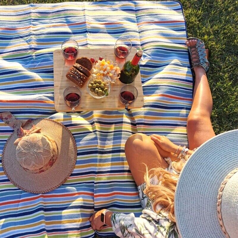 Collapsible Wooden Wine Table with Cup Holders - Halri