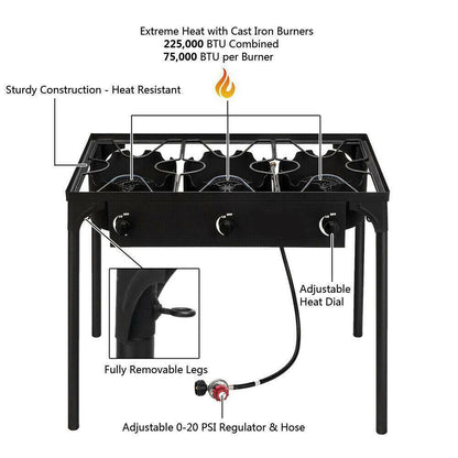 Compact Gas Camping Stove Portable Outdoor Cooker Grill