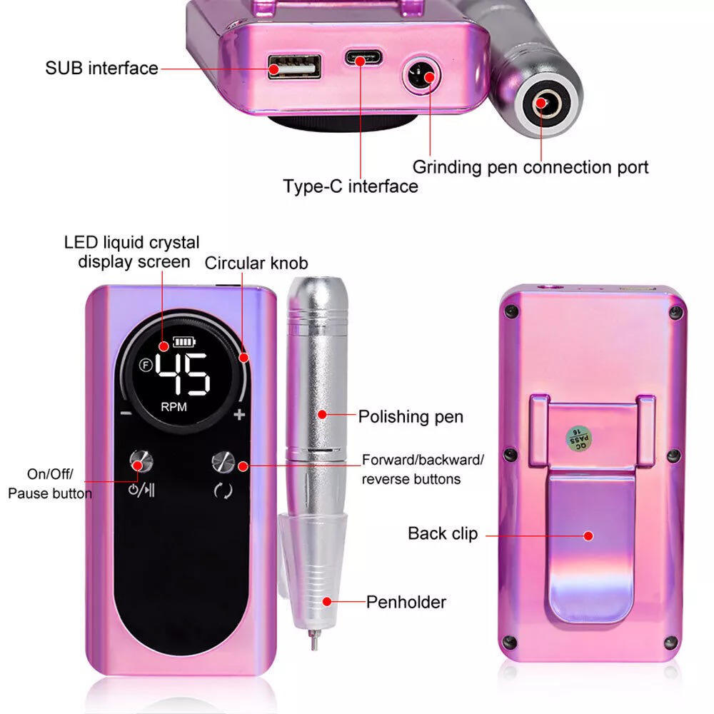 Compact Rechargeable Nail Drill Kit
