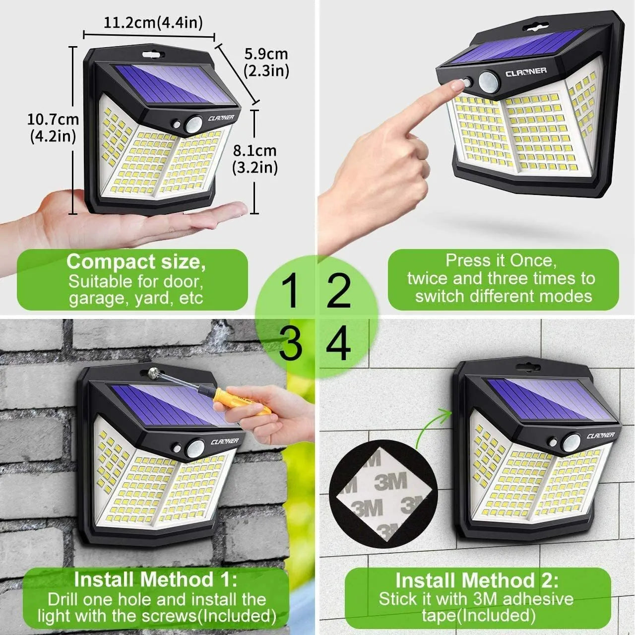 Motion Sensor Solar Powered Outside Wall Light
