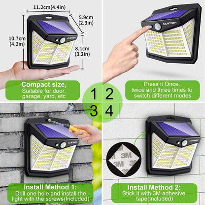 Motion Sensor Solar Powered Outside Wall Light