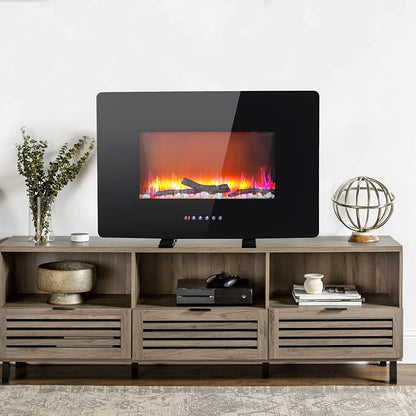 Electric LED Fireplace Space Heater with Real Flame Effect
